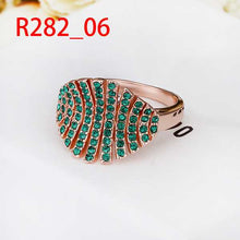 18K Gold Plated wedding ring blue leaves anel joyas26 ELY