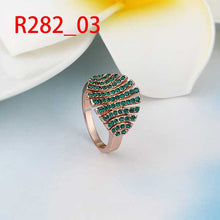 18K Gold Plated wedding ring blue leaves anel joyas26 ELY