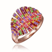 18K Gold Plated wedding ring blue leaves anel joyas26 ELY