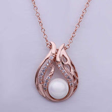 18k gold plated pendant necklace pink rose pear maxi necklace bijouterie ELY