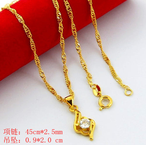 24k gold plated necklace women white crystal love colar feminino Gift for her YHDN 2 ELY