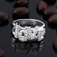 silver Engagement rings love words up and down aneis Factory 86 ELY