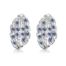 silver earrings Willow leaf crystal stud brincos jewelry 392 ELY