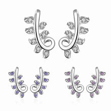 silver earrings Willow leaf crystal stud brincos jewelry 392 ELY
