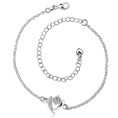 silver plated anklet heart whites bracelet leg margarida SMTA 31 ELY