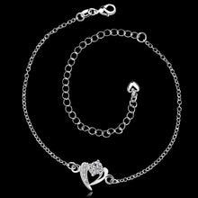 silver plated anklet heart whites bracelet leg margarida SMTA 31 ELY