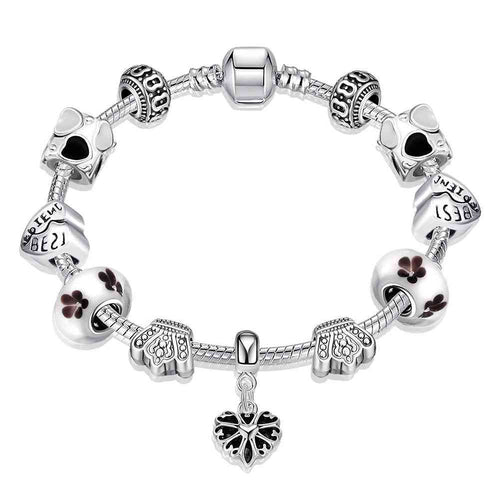 silver plated bracelet men Heart ball fall pulseira margarida PFDH 34 ELY