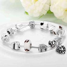 silver plated bracelet men Heart ball fall pulseira margarida PFDH 34 ELY