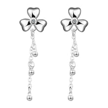 silver plated earings jewelry Clover flower stud pendientes to us bear joias 19 ELY