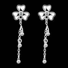 silver plated earings jewelry Clover flower stud pendientes to us bear joias 19 ELY
