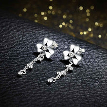 silver plated earings jewelry Clover flower stud pendientes to us bear joias 19 ELY