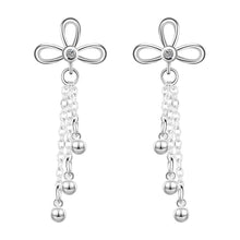 silver plated earings jewelry Clover flower stud pendientes to us bear joias 19 ELY