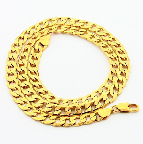 24k gold plated necklace casual lock chain bead necklace wedding jewelry YHDN1 1 ELY