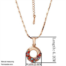 Austrian Crystal pendant necklace circle red green choker ELY