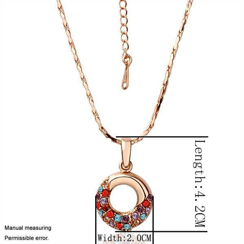 Austrian Crystal pendant necklace circle red green choker ELY