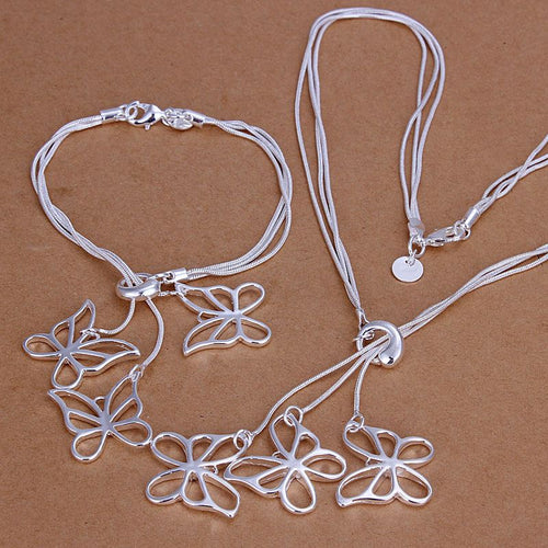 jewelry of silver jewelry set Taiji Butterfly Necklace&Bracelet bijouterie ELY