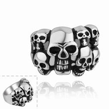 punk style stainless steel engagement ring Skulls smiles men ring floating charms MAYAR 1 ELY