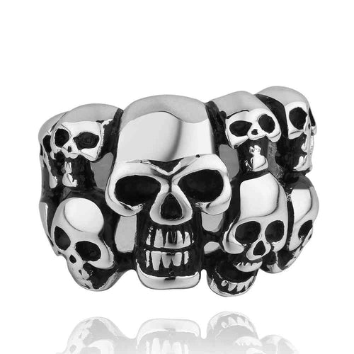 punk style stainless steel engagement ring Skulls smiles men ring floating charms MAYAR 1 ELY