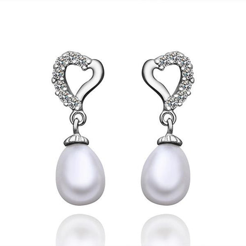 silver clip on earrings beads imitation pearl stud cufflinks Hand Madeball 262 ELY