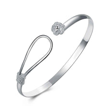 silver friendship bangle Flower singlet buckle women pulseras Personalized SMTB179 ELY