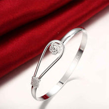silver friendship bangle Flower singlet buckle women pulseras Personalized SMTB179 ELY