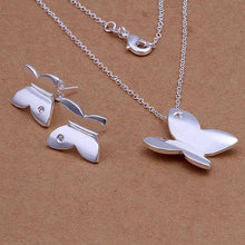 silver jewelry set Smooth Butterfly Necklace&Earring&Ring Sets Hand Madeball 64 ELY