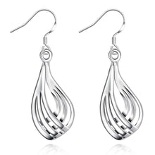 silver plated earrings Corrugated Three-wire drop brinco bijoux femme ELY