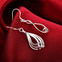 silver plated earrings Corrugated Three-wire drop brinco bijoux femme ELY