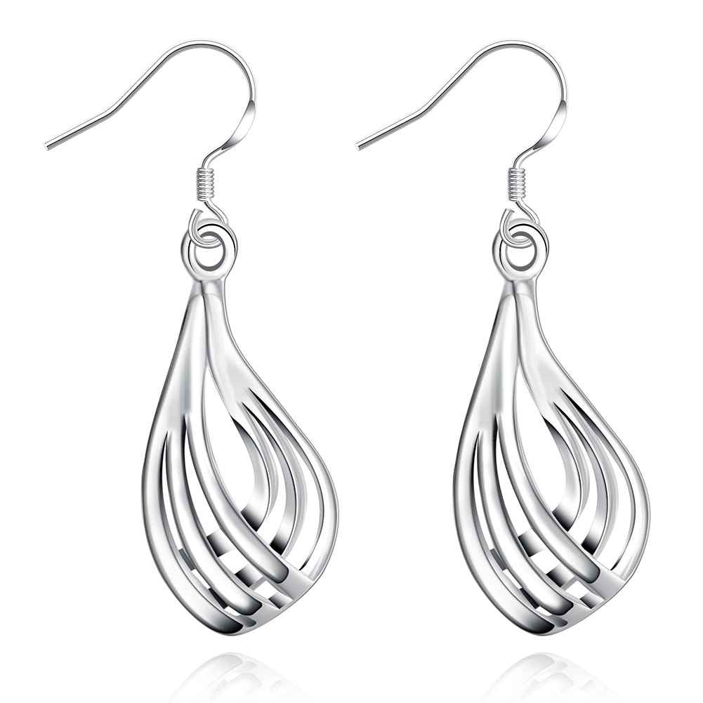 silver plated earrings Corrugated Three-wire drop brinco bijoux femme ELY
