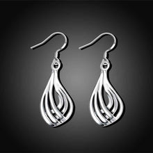 silver plated earrings Corrugated Three-wire drop brinco bijoux femme ELY