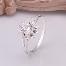 silver plated engagement ring Inlaid Stone Fireworks aneis 55 ELY