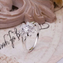 silver plated engagement ring Inlaid Stone Fireworks aneis 55 ELY
