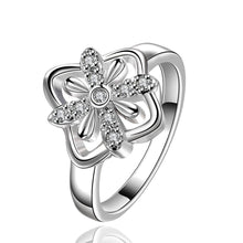 silver plated engagement ring Inlaid Stone Fireworks aneis 55 ELY