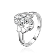 silver plated engagement ring Inlaid Stone Fireworks aneis 55 ELY