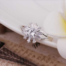 silver plated engagement ring Inlaid Stone Fireworks aneis 55 ELY