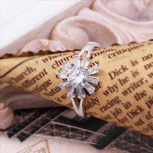 silver plated engagement ring Inlaid Stone Fireworks aneis 55 ELY