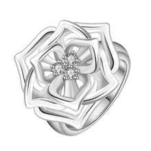 silver plated engagement ring Inlaid Stone Fireworks aneis 55 ELY