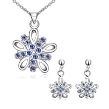 silver plated jewelry sets purple flower necklace ring earrings Sets bone 47 ELY