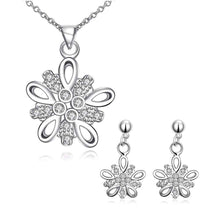 silver plated jewelry sets purple flower necklace ring earrings Sets bone 47 ELY
