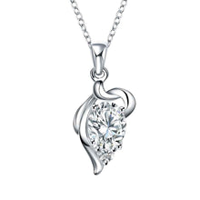 silver plated necklace Insets Heart big necklace ruby jewelry ELY