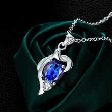 silver plated necklace Insets Heart big necklace ruby jewelry ELY