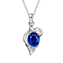 silver plated necklace Insets Heart big necklace ruby jewelry ELY