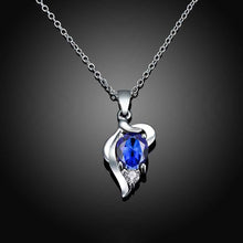 silver plated necklace Insets Heart big necklace ruby jewelry ELY