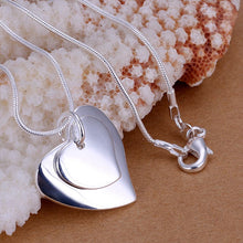 silver-plated necklaces pendants Double Heart Tag maxi necklace Factory ELY