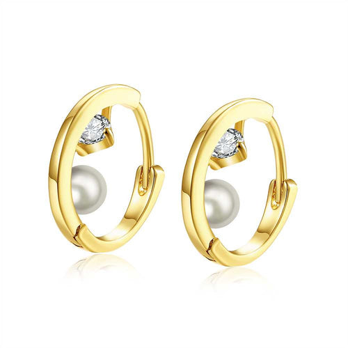 18k gold plated earring crystal pearl clip brincos de festa joias 371 ELY