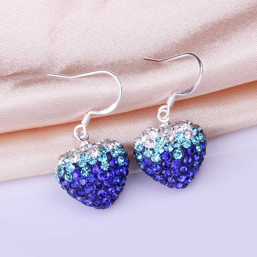 Shamballa channel earrings biue love crystal drop brinco charms SBE 66 ELY