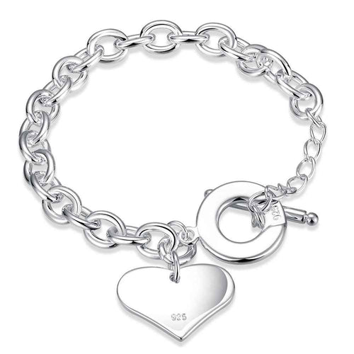 silver bracelet men Heart Tag TO pulseira wedding jewelry285 ELY