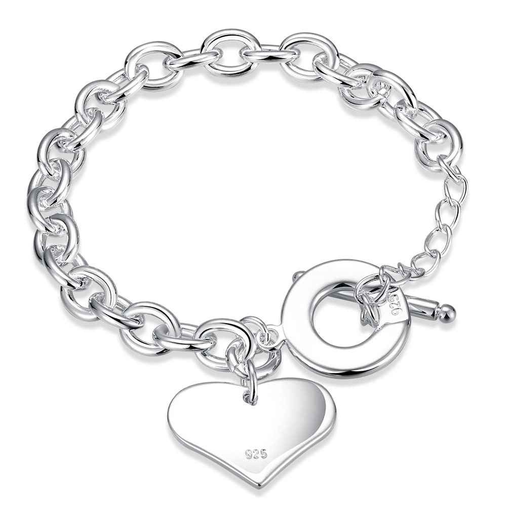 silver bracelet men Heart Tag TO pulseira wedding jewelry285 ELY