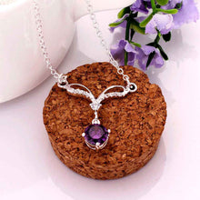 silver collar necklace purple gem collares love 529 ELY