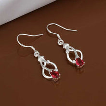 silver earings Red Stone drop brincos de festa Costume Jewellery 28 ELY
